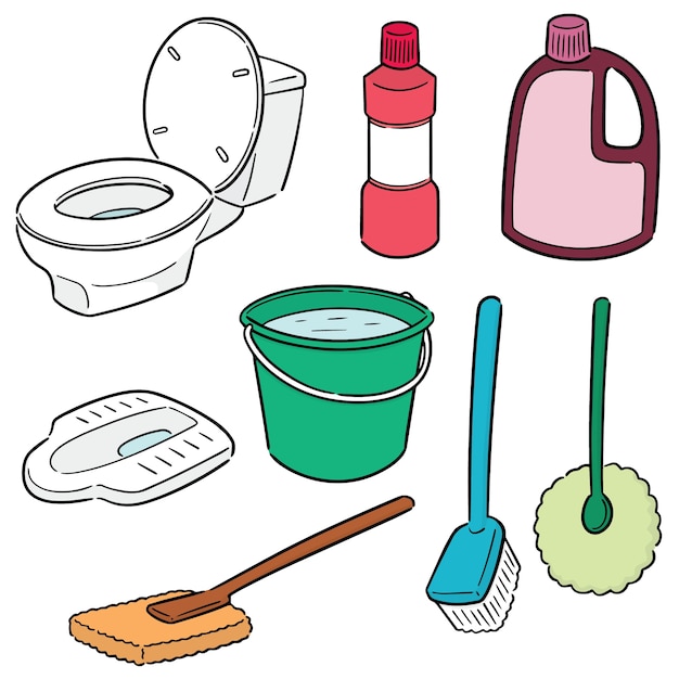 vector set of toilet cleaner