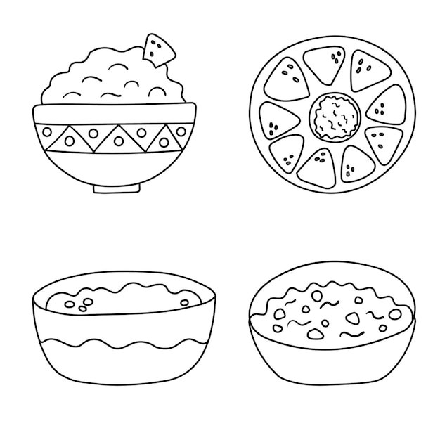 Vector set of traditional Mexican food dishes cuisine National street fast food