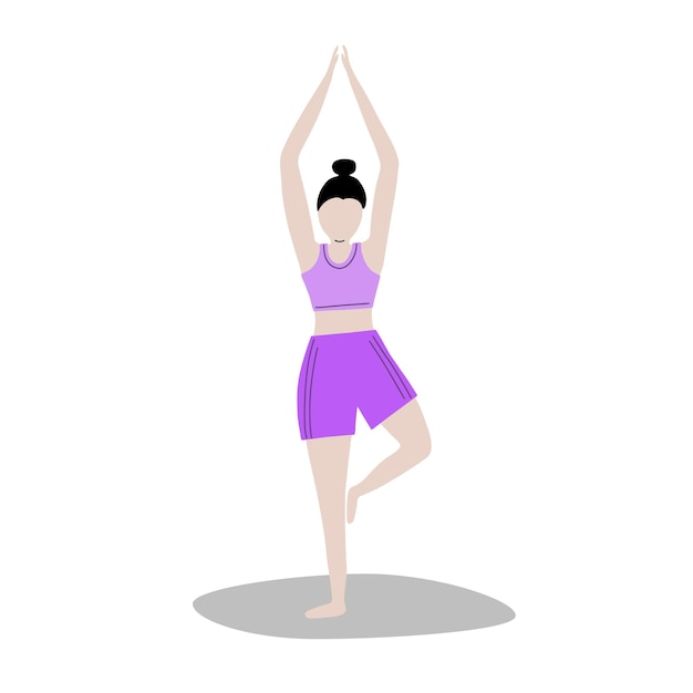 Vector set of training girl Woman doing fitness and yoga exercises