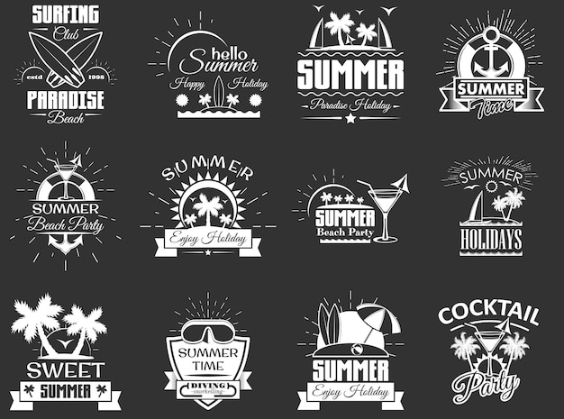 Vector set of vintage summertime labels emblems