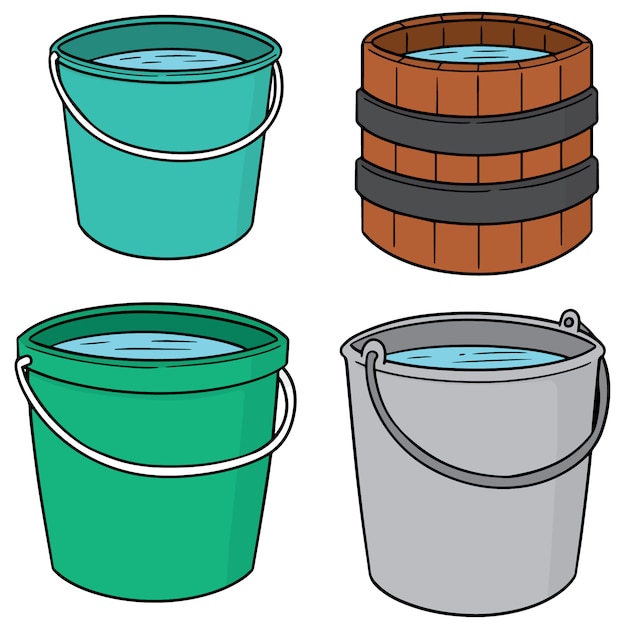 vector set of water buckets