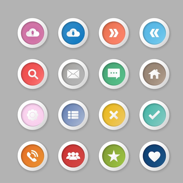 Vector set web iconColorful round button