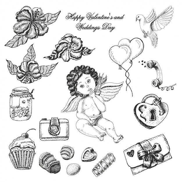 Vector set of  wedding day collection