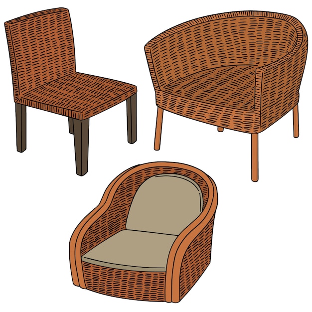 vector set of wicker chair