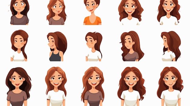 Vector Set of Woman Avatar with Different Emotions