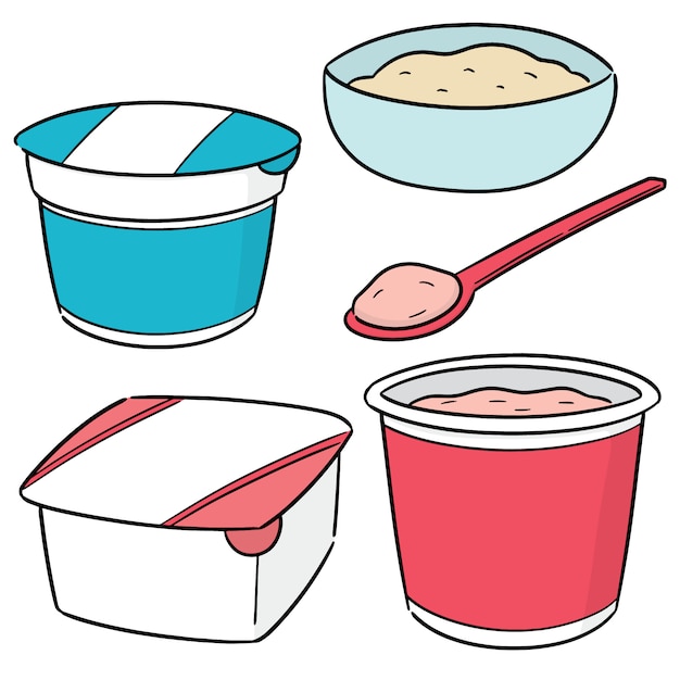 Vector set of yogurt