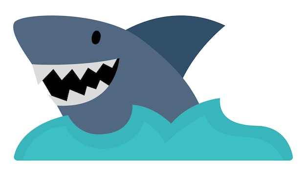 Vector shark and water icon Cute sea animal illustration Treasure island hunter picture Funny pirate party element for kids Scary fish picture with toothy opened jaws