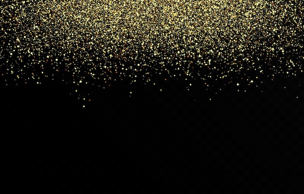 Vector shiny golden particles on isolated transparent background Sparkling effect glitter particle