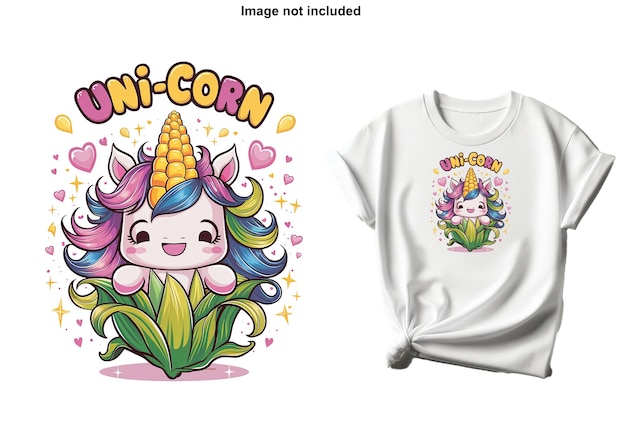 Vector vector shirt design funny cartoon unicorn corn