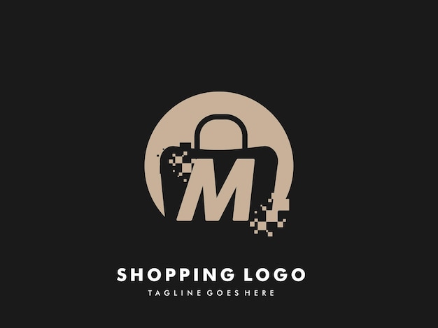 Vector shopping bag isolated circle with Letter m, Fast Shopping icon , Creative Fast Shop, Creative Fast Shopping logo templates.