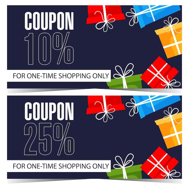 Vector shopping discount coupon or voucher design template.