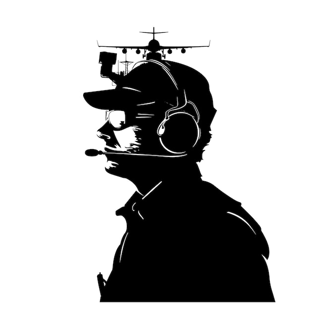 Vector vector silhouette of a airline pilot