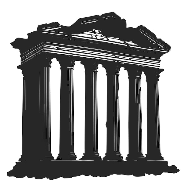 Vector vector silhouette of ancient greek temple on white background generative ai