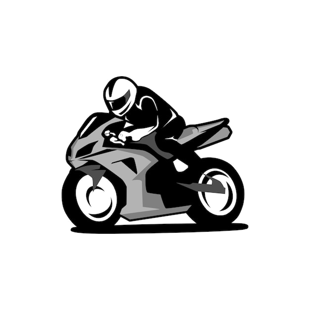 vector silhouette biker riding motorcycle motosport racing