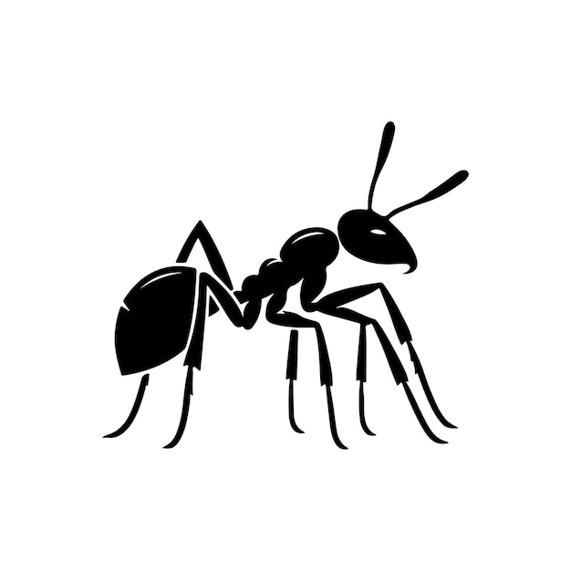 vector silhouette black ant on a white background