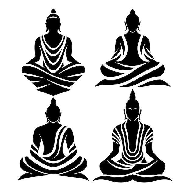 Vector silhouette of Buddha Silhouette Buddha statue vector illustration isolated