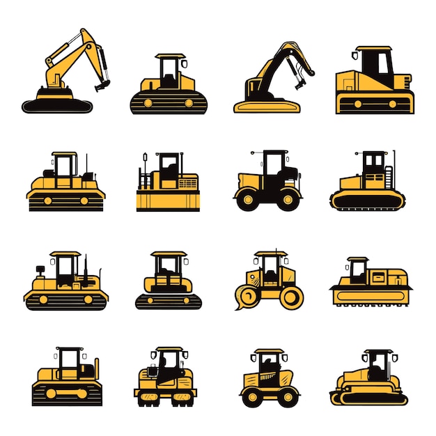 Vector silhouette of a bulldozer isolated background