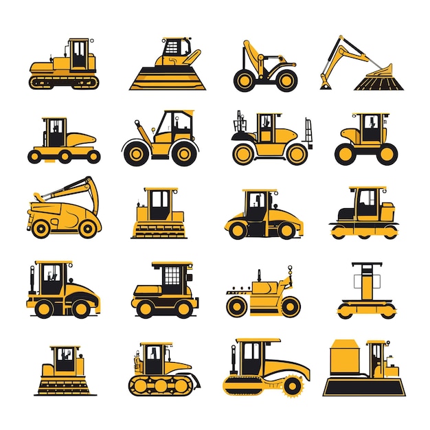 Vector silhouette of a bulldozer isolated background