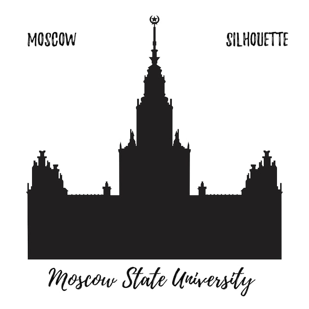 Vector silhouette of the city building Famous travel sightseeing Moscow architecture university