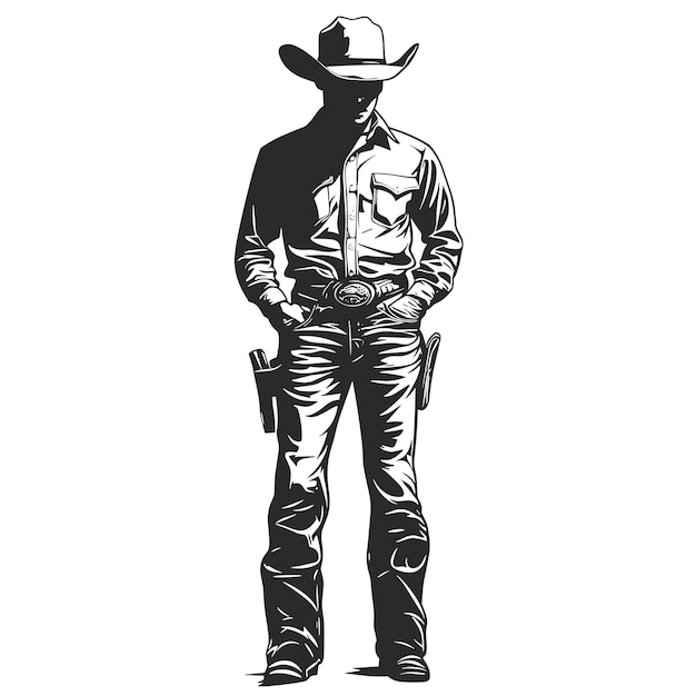 Vector vector silhouette of a cowboy on a white background generative ai