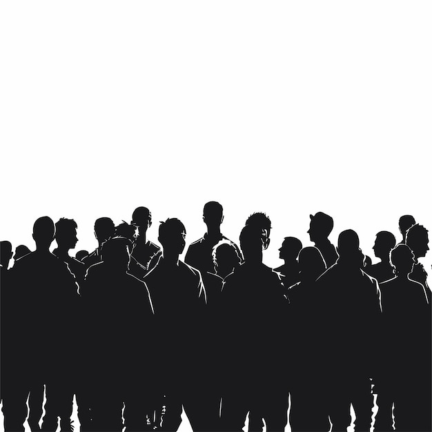 vector silhouette of a crowd of people on a white background Generative AI