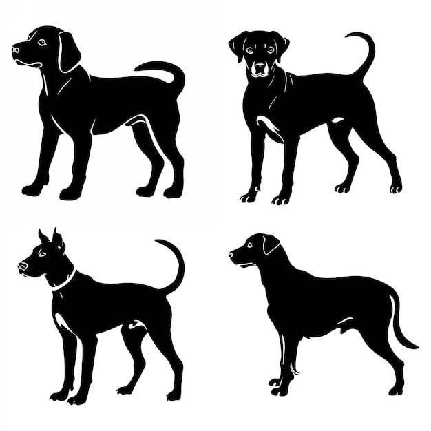 Vector silhouette of dog on white background