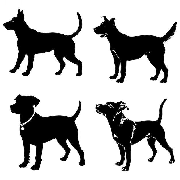 Vector silhouette of dog on white background