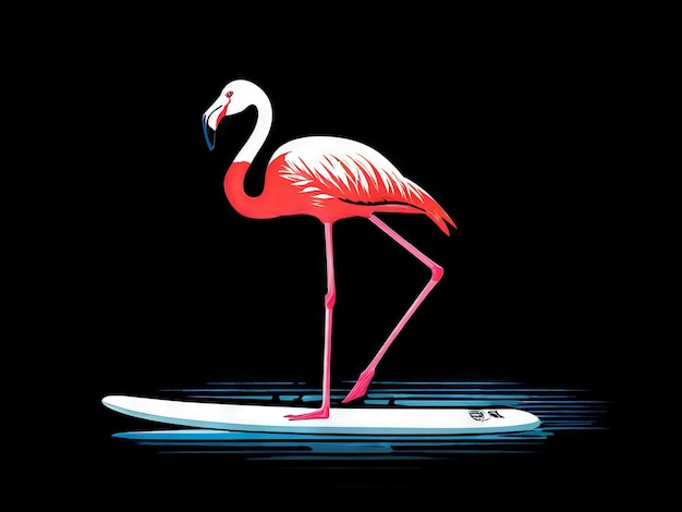 vector silhouette of a girl with flamingo on black background