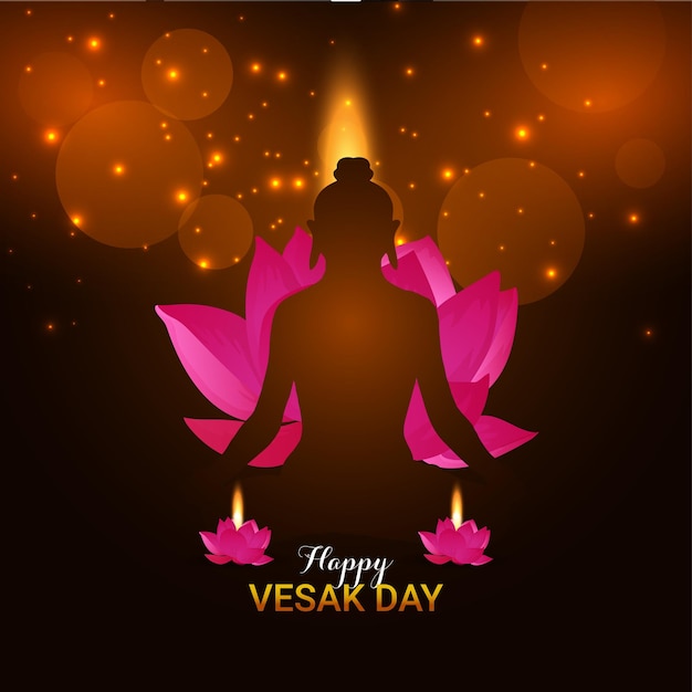 Vector silhouette for happy vesak day design