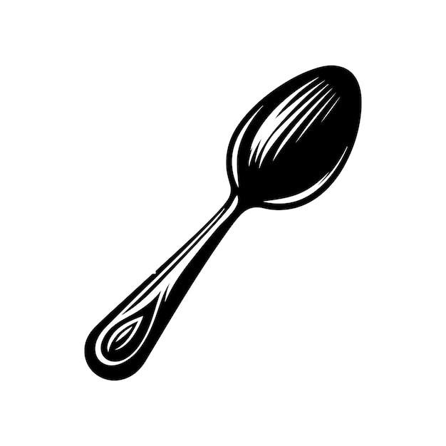 Vector silhouette of illustration and metal spoon