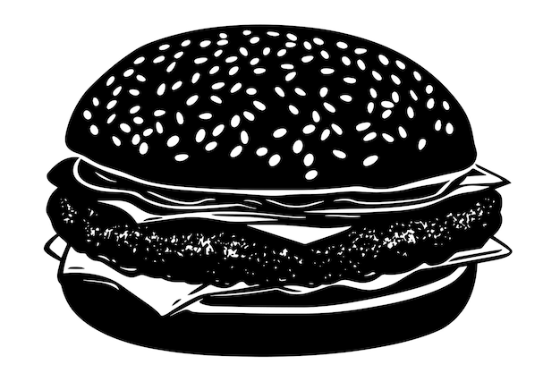 vector silhouette of a MouthWatering Burger