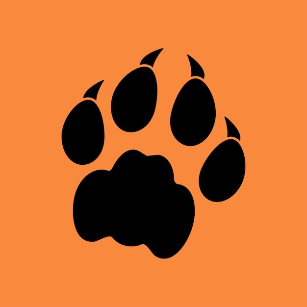 Vector silhouette paw wild animal Paw print with claws Footprint Tiger Big cat Bear or forest animal