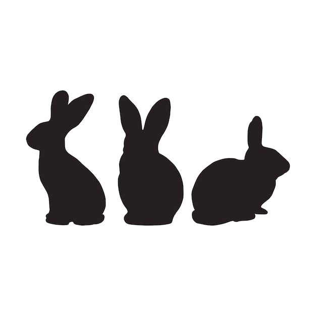 Vector silhouette of rabbits bunnies Happy easter