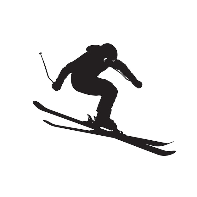 Vector silhouette of an winter ski sports person flat cutout icon