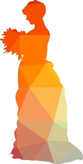 Vector Silhouette Of A Woman Wearing Vintage Dress Isolated On Transparent Background