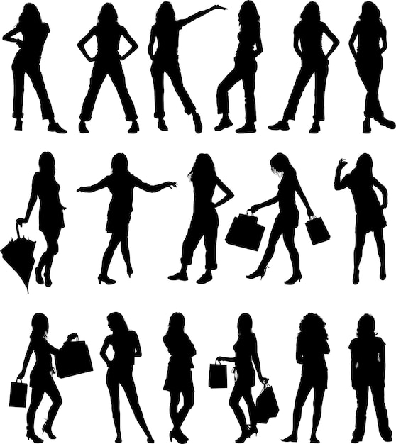 Vector silhouettes girls