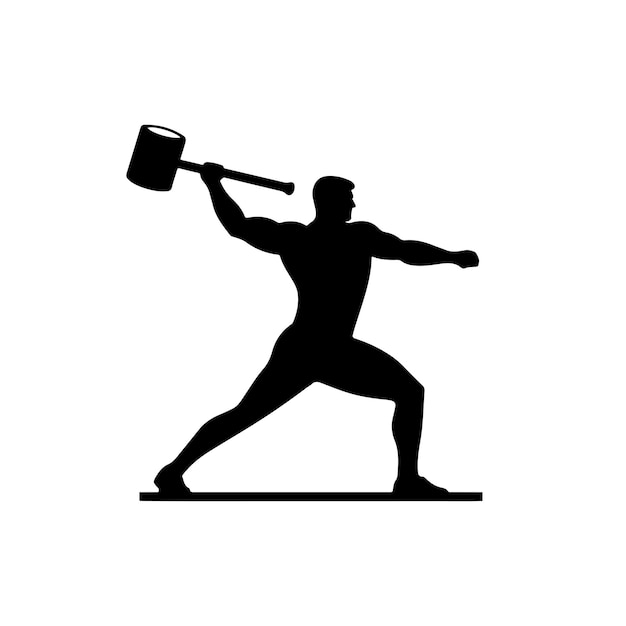 Vector of silhouettes of hammer throw