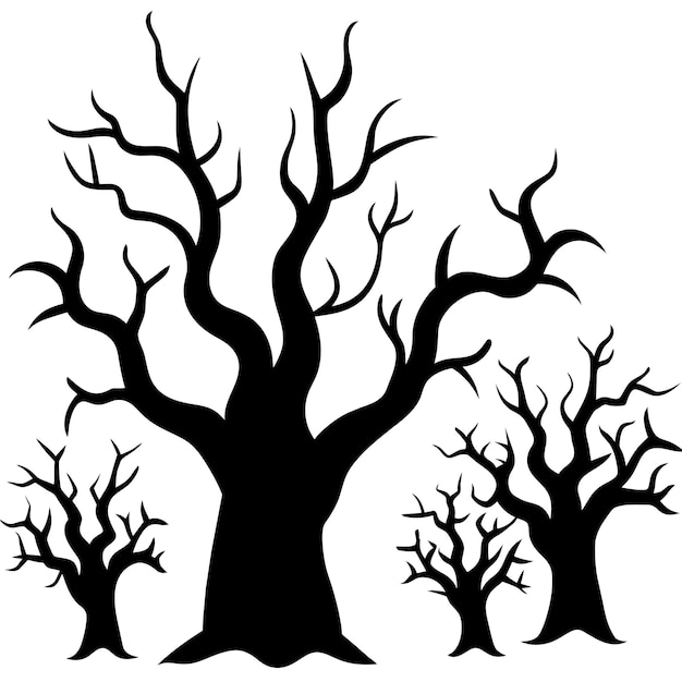 vector silhouettes of haunted and dead scary trees specifically for Halloweenthemed designs 9