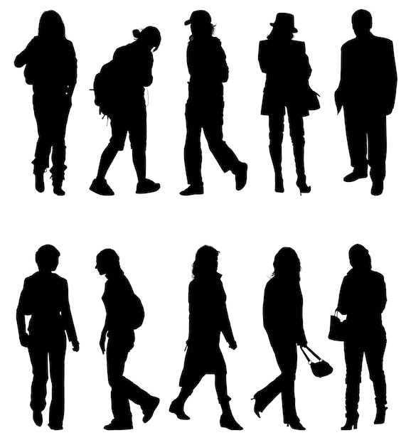 Vector silhouettes man and women