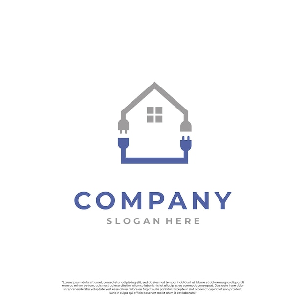 vector simple house with cable logo house electric logo design flat icon