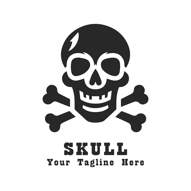 Vector vector simple skull logo with flat background