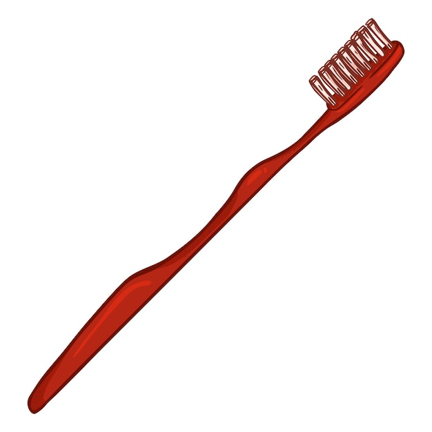 Vector Single Cartoon Color Illustration Red Toothbrush