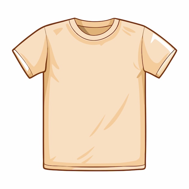 Vector vector single cartoon illustration beige t shirt isolated on white background 16