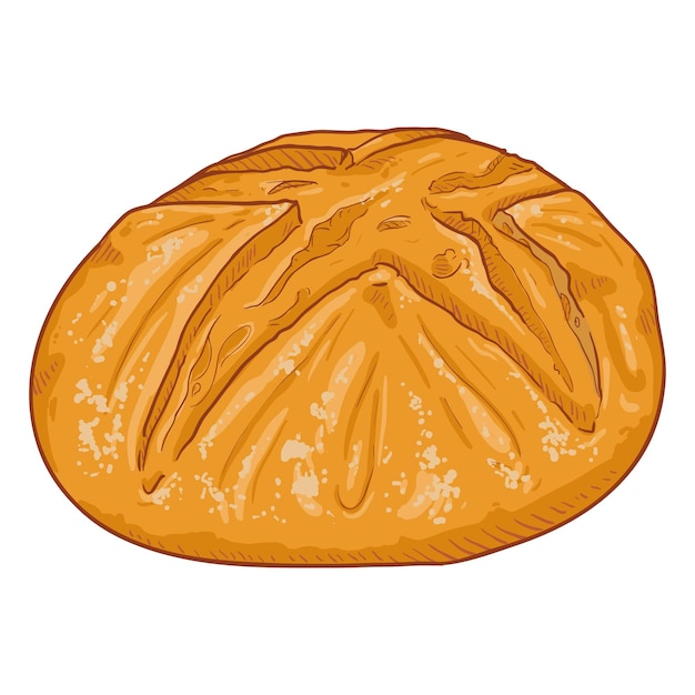 Vector Single Cartoon Illustration Homemade Wheat Bread Loaf