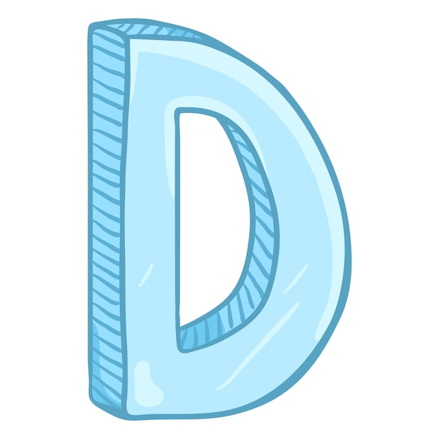 Vector Single Cartoon Illustration Ice Blue Letter D