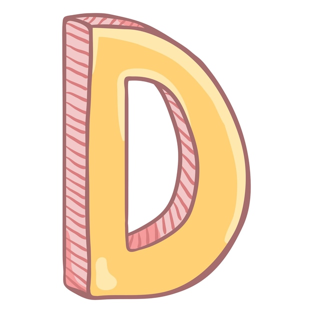 Vector Single Cartoon Illustration The Letter D