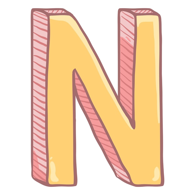 Vector Single Cartoon Illustration The Letter N