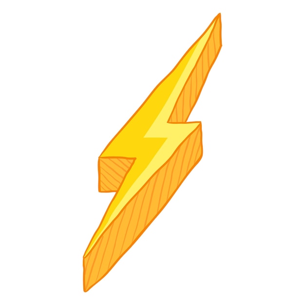 Vector Single Cartoon Illustration Yellow Thunder Lighting Symbol