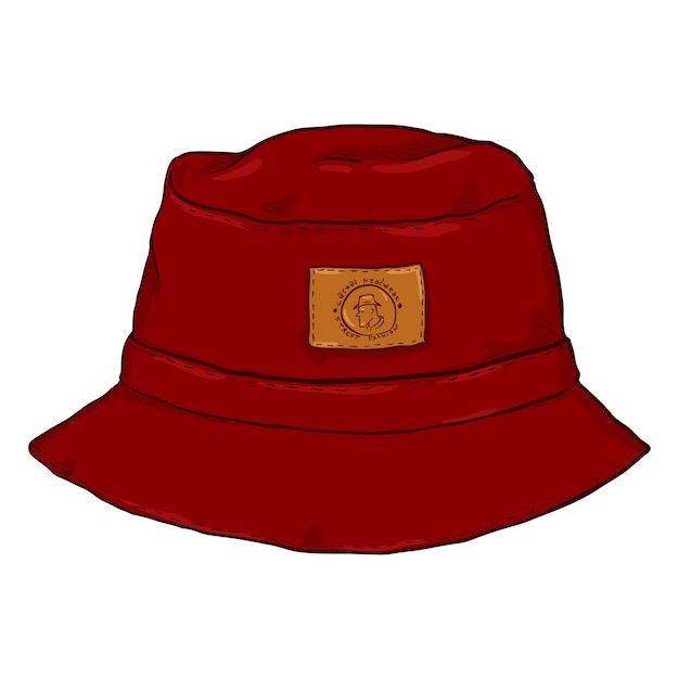 Vector Single Red Cartoon Panama Hat Front View Urban Fashion