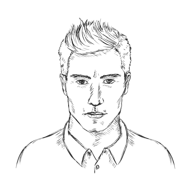 Vector Single Sketch Male Face Men Hairstyle